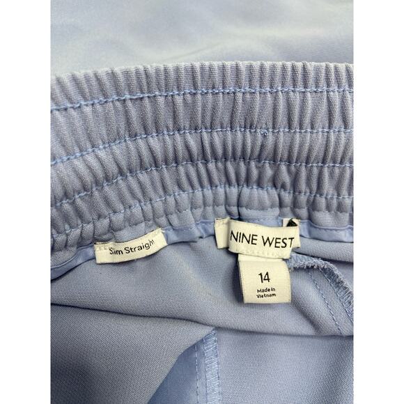 Nine West Slim Straight Blue Track Pants Drawstring Plus Size 14 Stretch Elastic - Picture 4 of 9